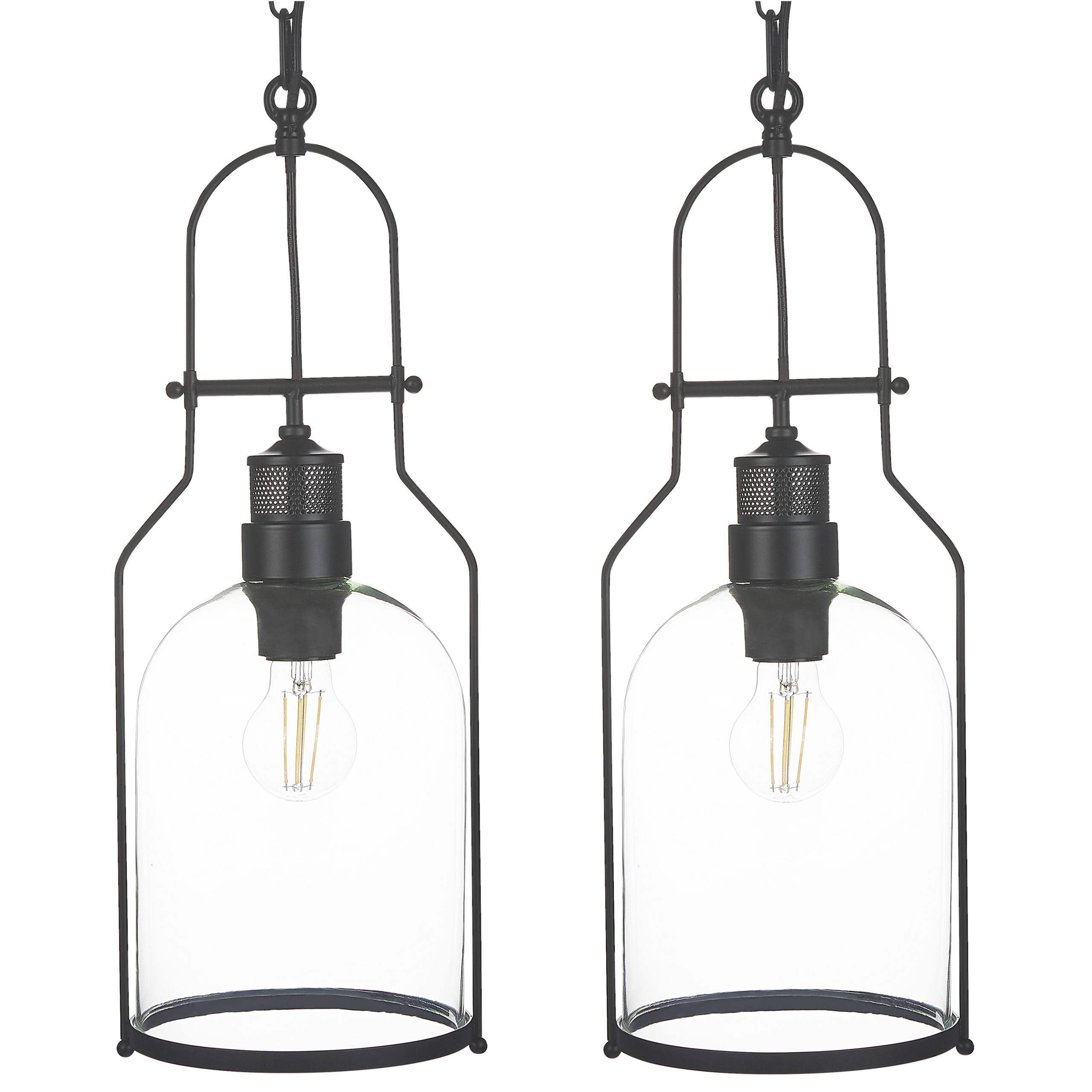 Set med 2 pendellampor BASHILO Metall Svart