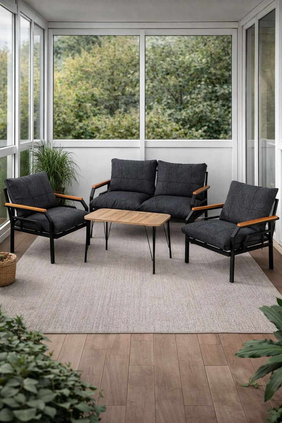 Norda Design Loungeset för trädgård Kutay Sehpa 61 x 61 x 70 cm