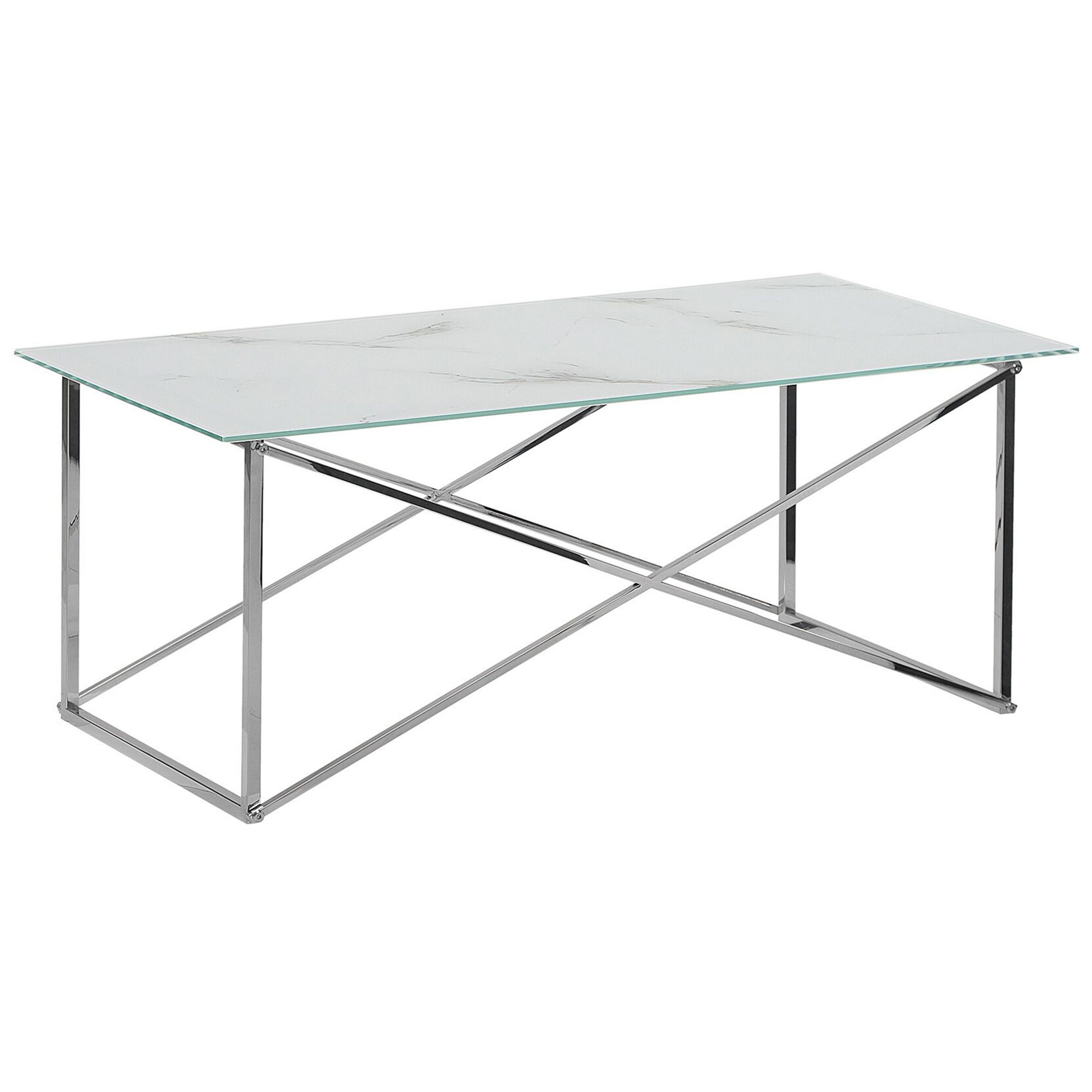 Soffbord EMPORIA Härdat glas Marmor/ Silver