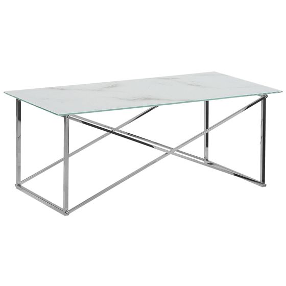 Soffbord EMPORIA Härdat glas Marmor/ Silver