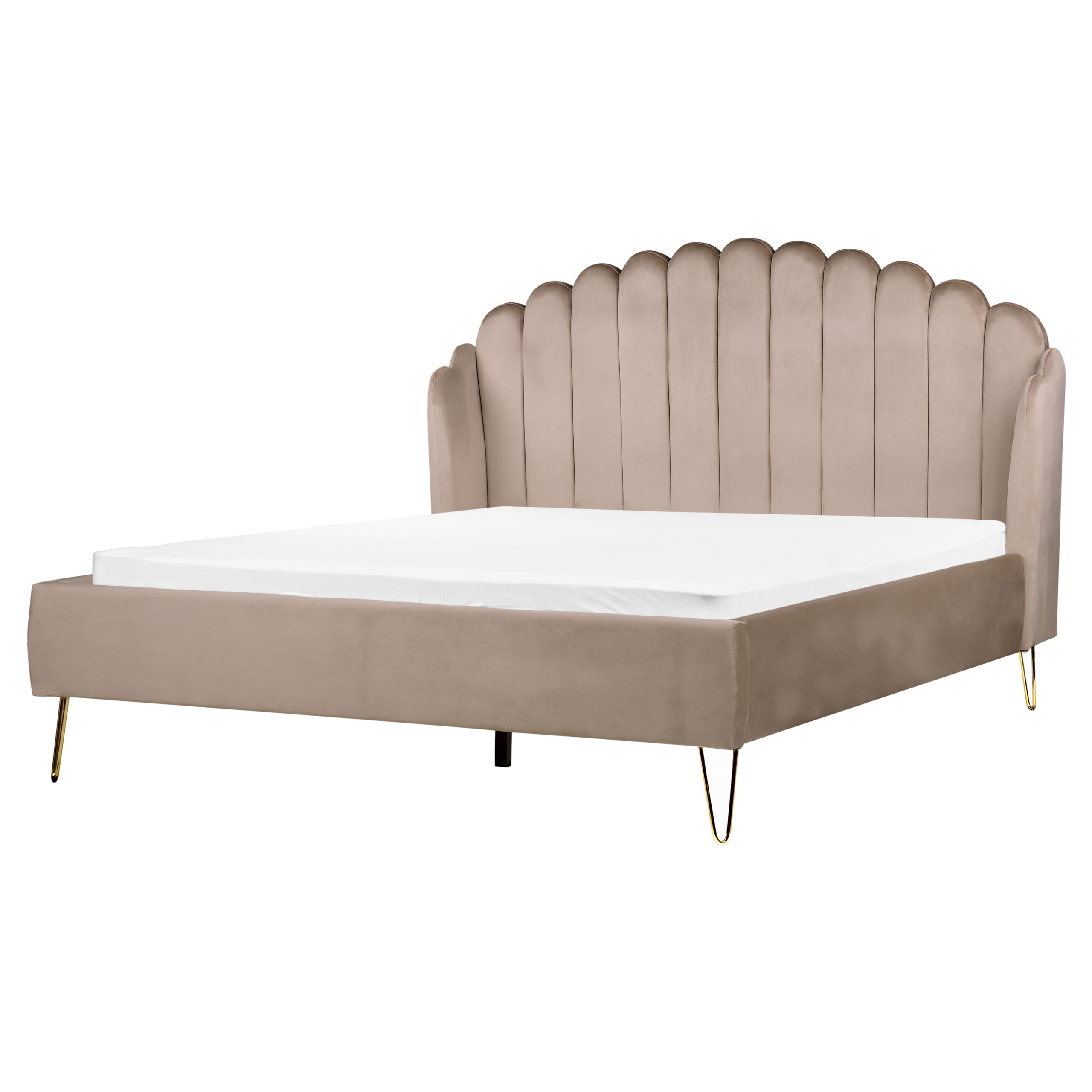 Säng med lamellram Sammet AMBILLOU 160 x 200 cm Taupe