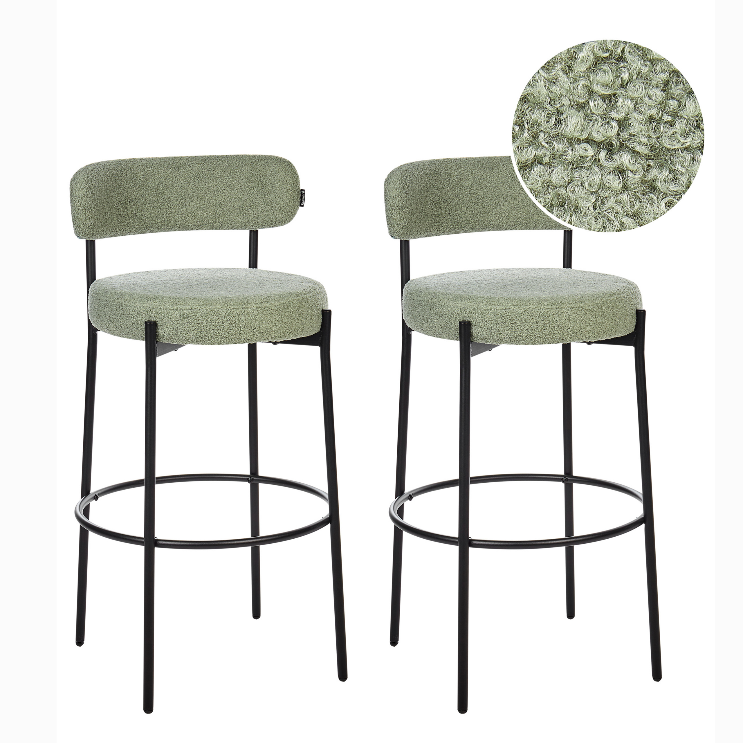 Set med 2 barstolar ALLISON Bouclé Ljusgrön