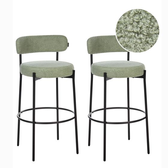 Set med 2 barstolar ALLISON Bouclé Ljusgrön