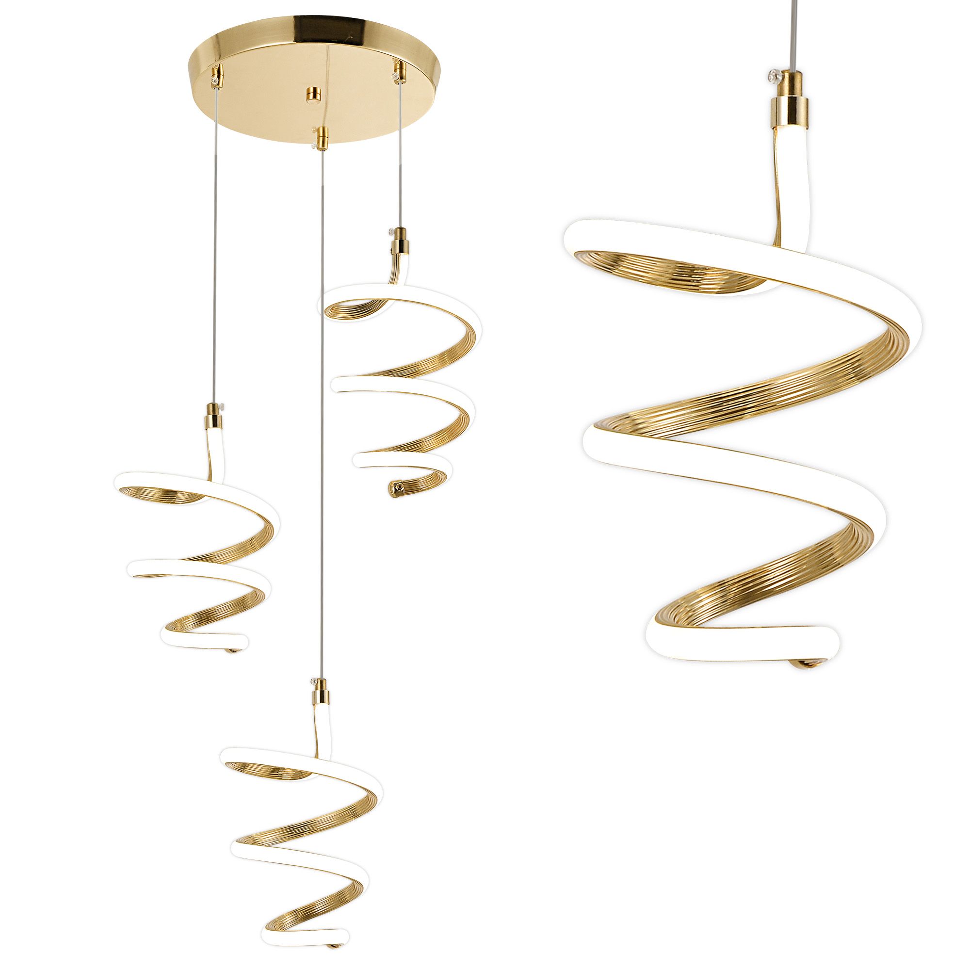 TOOLIGHT hängande taklampa G075-3CPR LED Guld 114,5x15x22cm