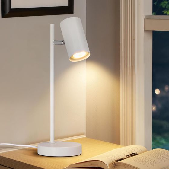 NETTLIFE sänglampa, sovrum, bordslampa Vit vridbar, 350° GU10, metall kontor