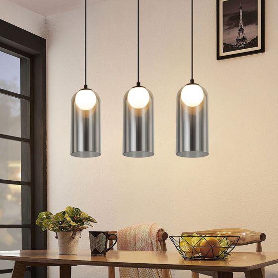 NETTLIFE 1. vintage - pendellampa för matbord, rökgrå, G9-sockel, oval, höjdjusterbar, för vardagsrum