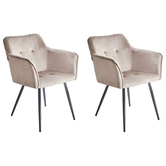 Set med 2 matstolar JASMIN Sammet Taupe
