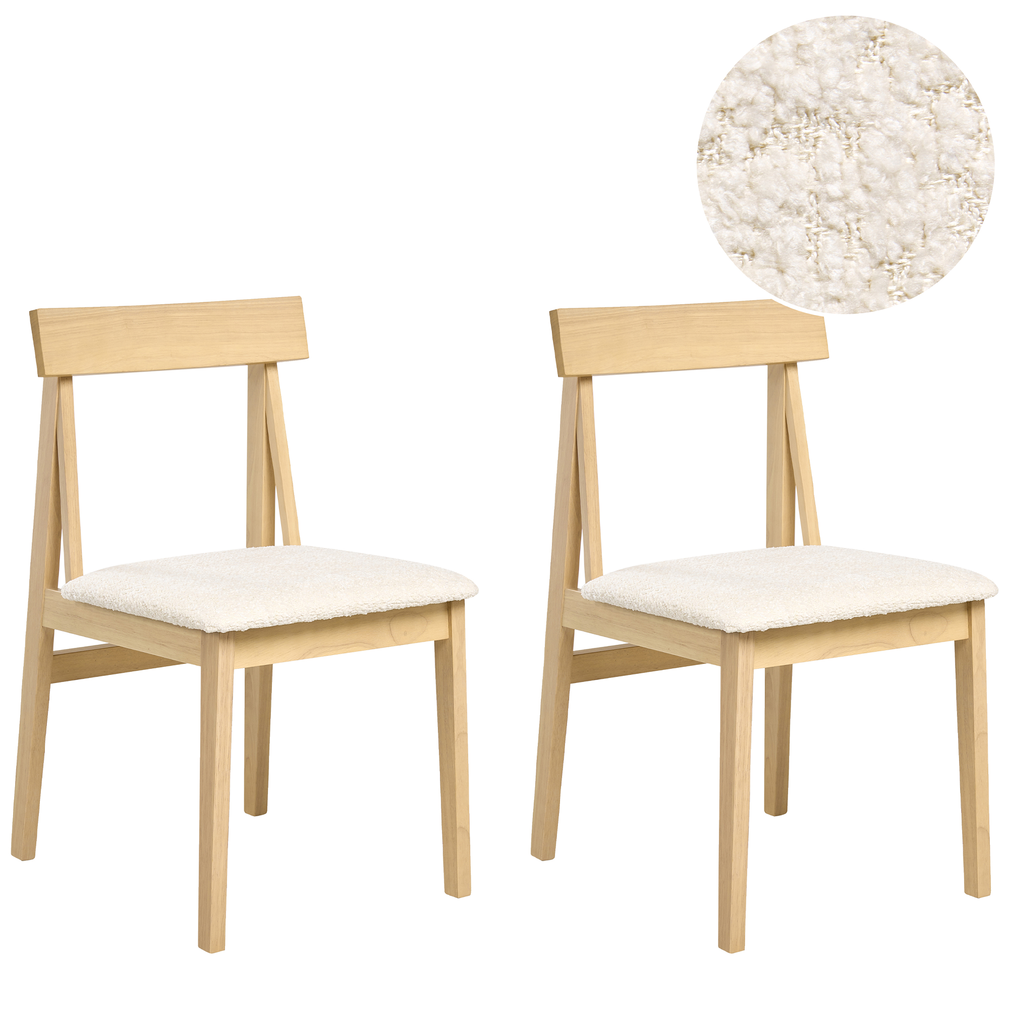 Set med 2 matstolar ISLE Trä Ljusbrun/ Beige