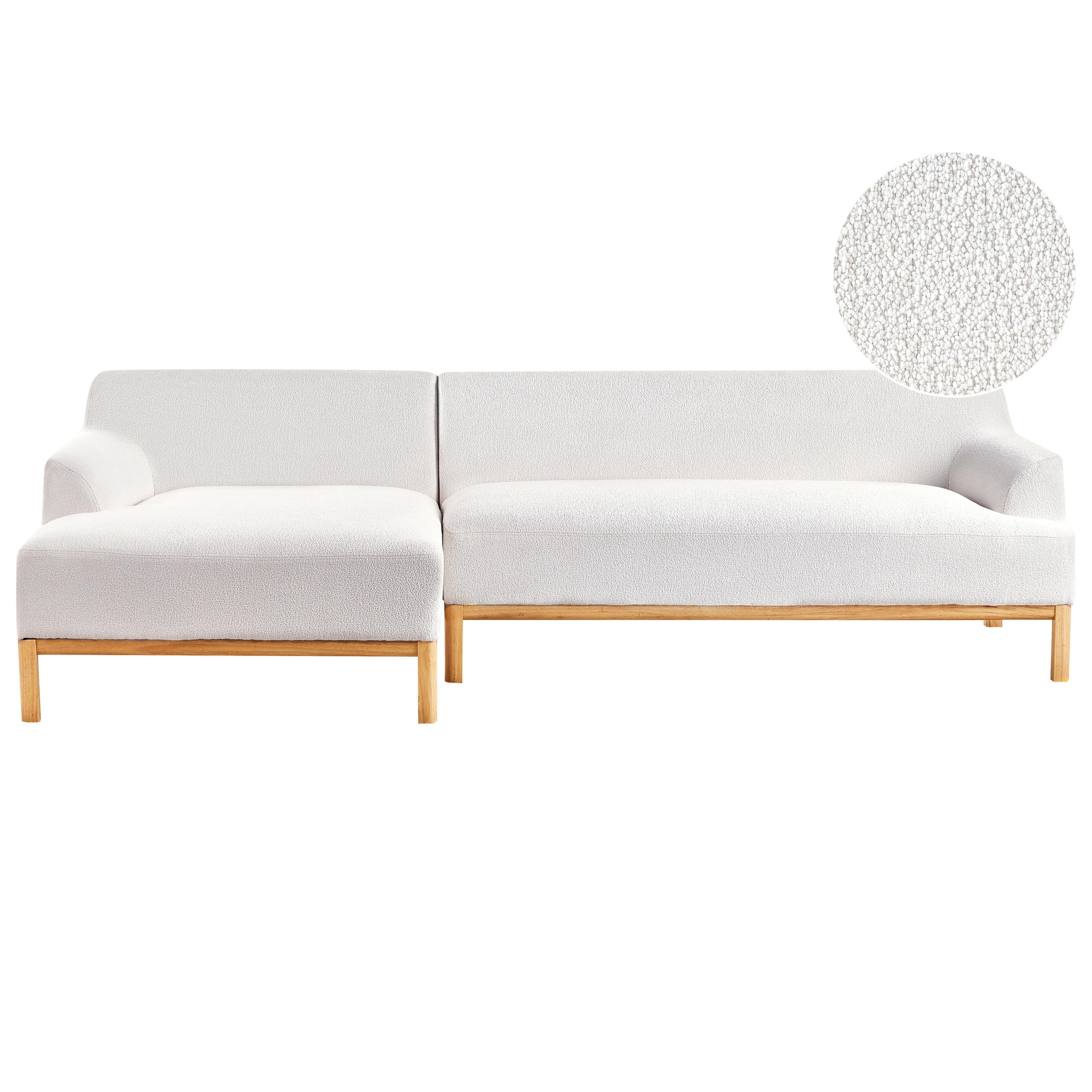 Hörnsoffa 3-sits SOSJO Bouclé Off-White Högervänd