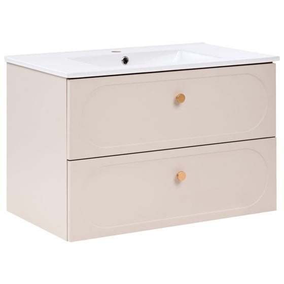 Väggmonterad kommod med tvättställ TARUMIR 80 cm Beige