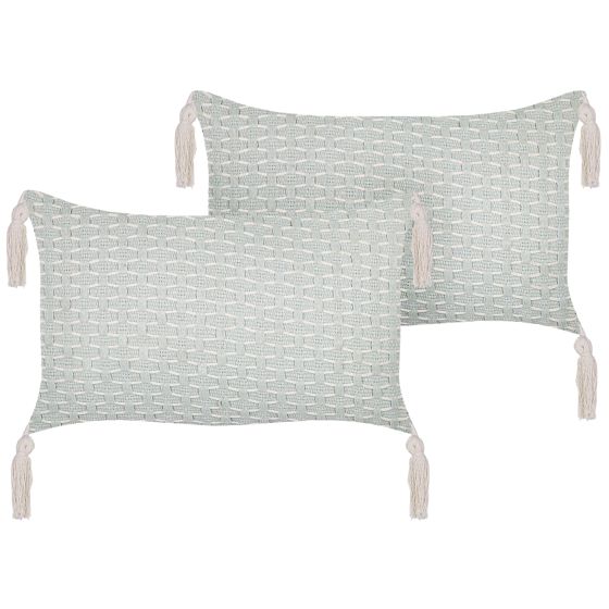 Set med 2 prydnadskuddar HAKONE 45 x 25 cm Mintgrön Geometriskt tryck