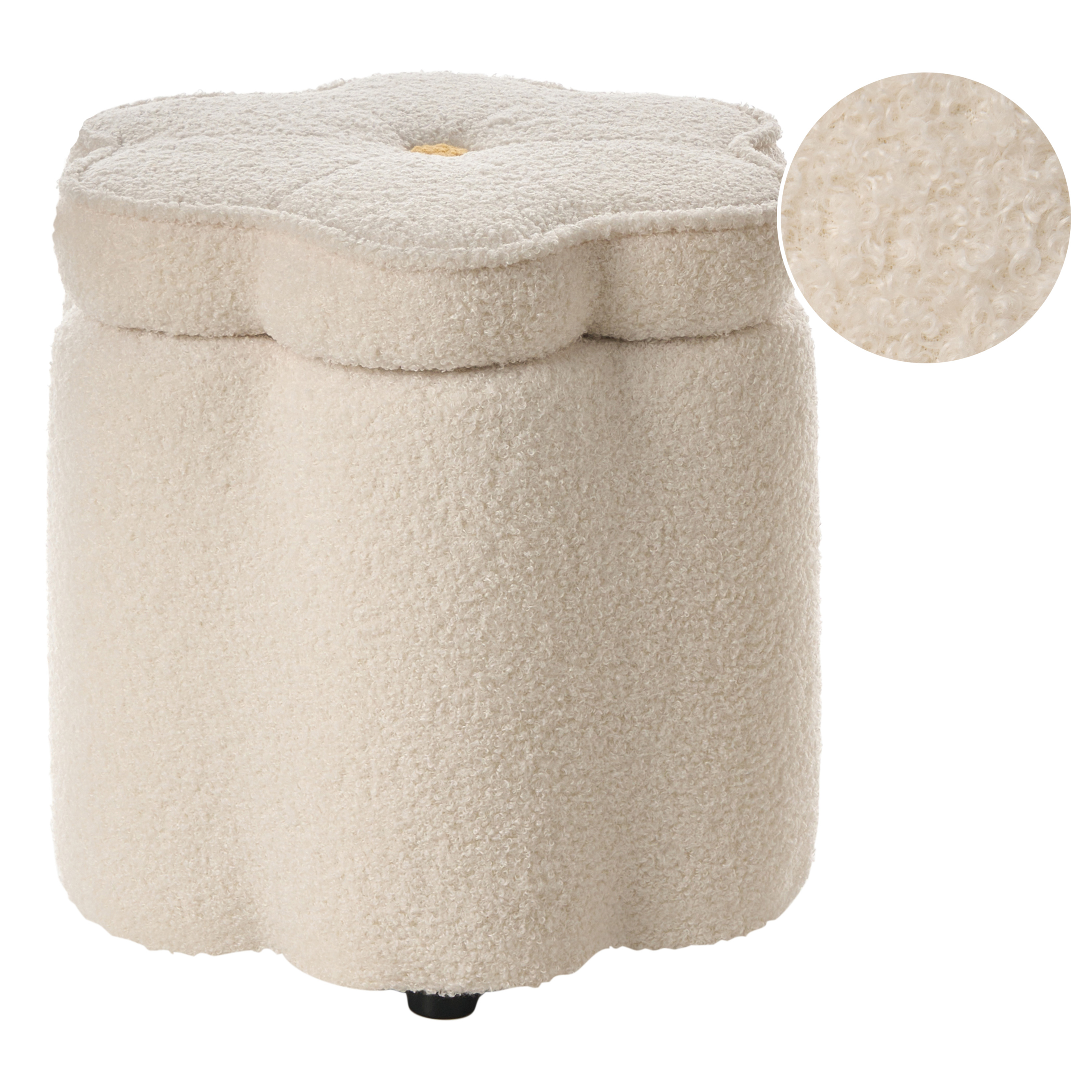 Förvaringspuff FLOWER Blomma Bouclé Off-White