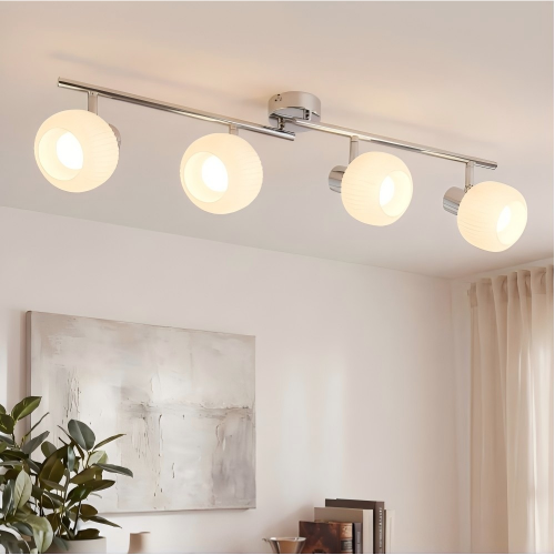 NETTLIFE takspotlight E14 vit 4 lampor för inomhusbruk glas vridbar vintagestil för hotellrum hall