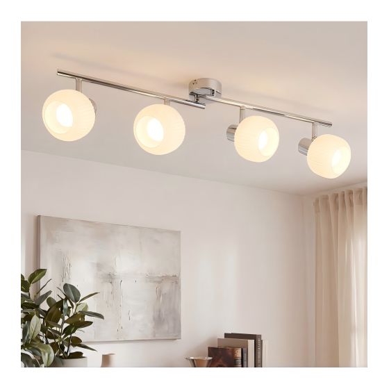 NETTLIFE takspotlight E14 vit 4 lampor för inomhusbruk glas vridbar vintagestil för hotellrum hall