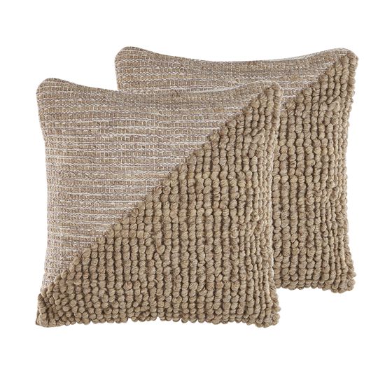 Set med 2 prydnadskuddar ASLANAPA 45 x 45 cm Bomull Beige Monokromt