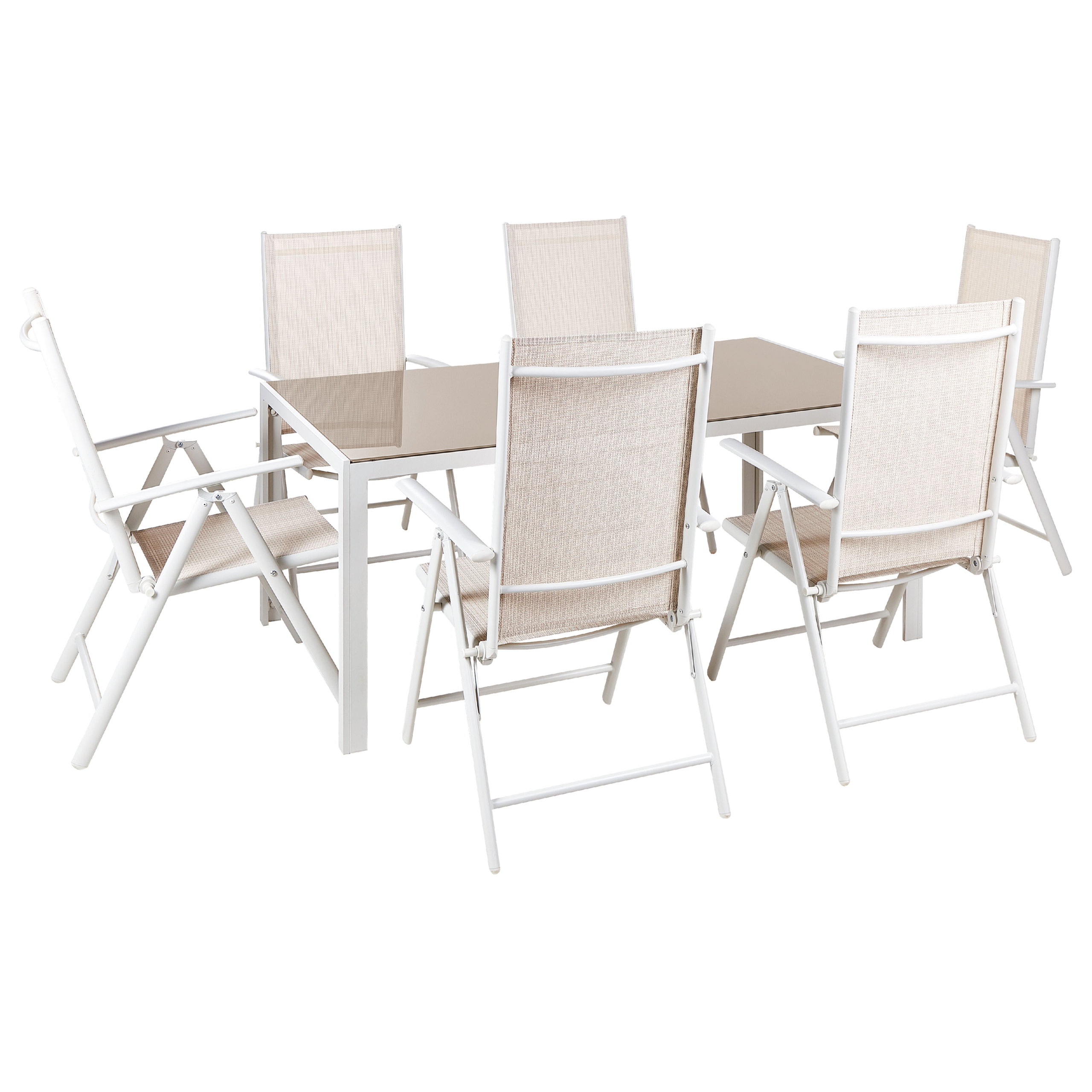 Trädgårdsmatgrupp 6-sits CATANIA Metall Beige