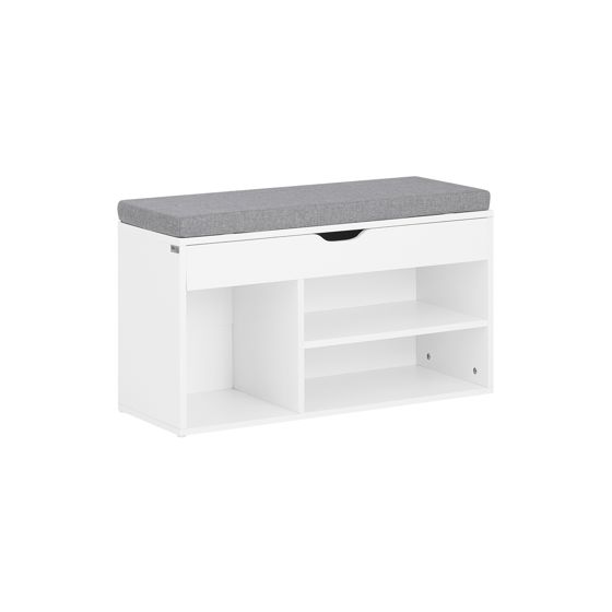 SoBuy Skobänk med dyna, Bänk med skoförvaring under sitsen vit, FSR45-HG