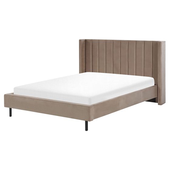 Säng med lamellram Sammet VILLETTE 160 x 200 cm Taupe