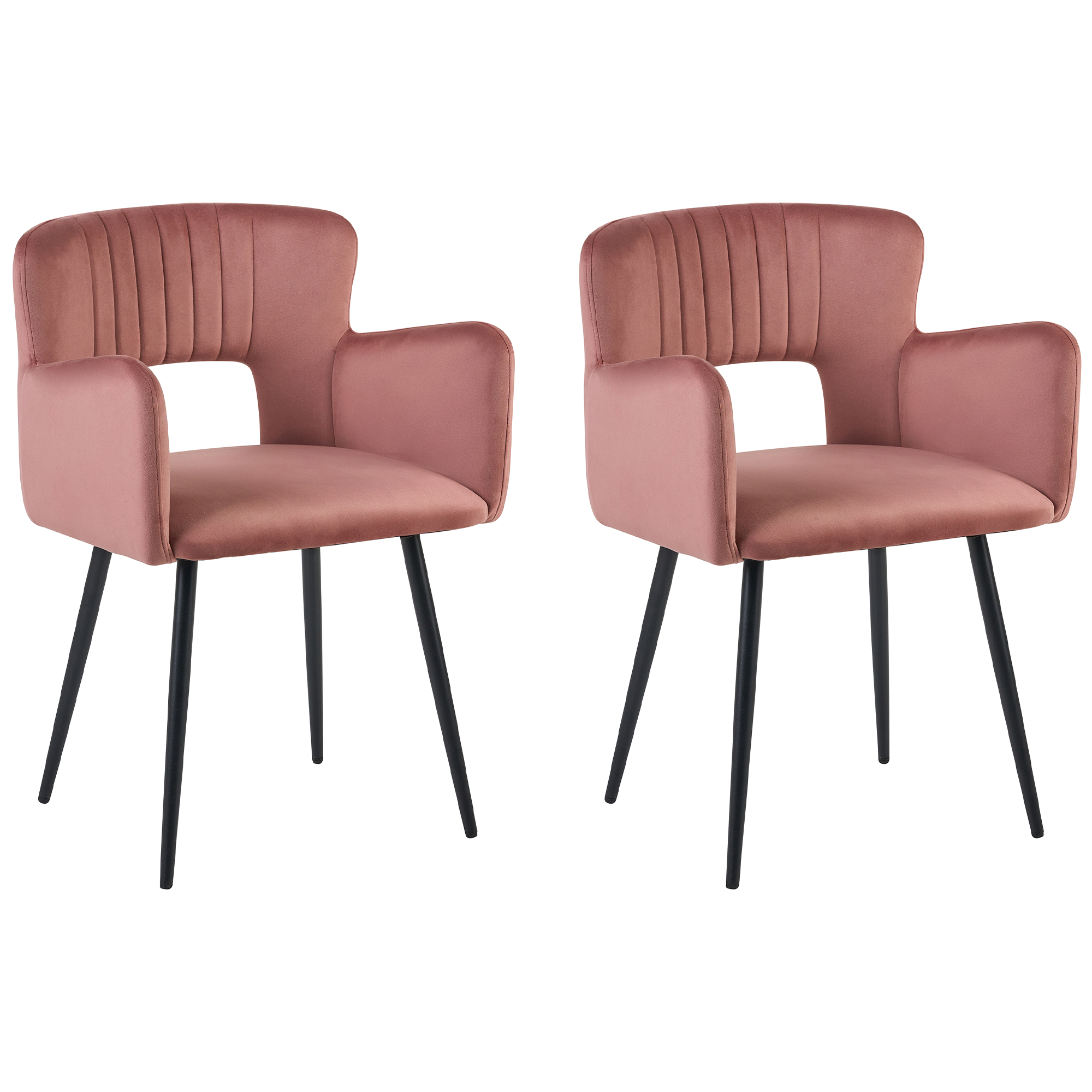 Set med 2 matstolar SANILAC Sammet Pastellrosa