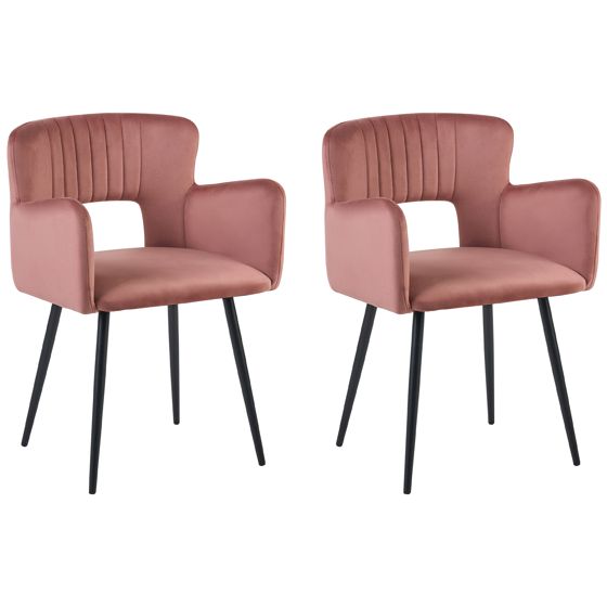 Set med 2 matstolar SANILAC Sammet Pastellrosa