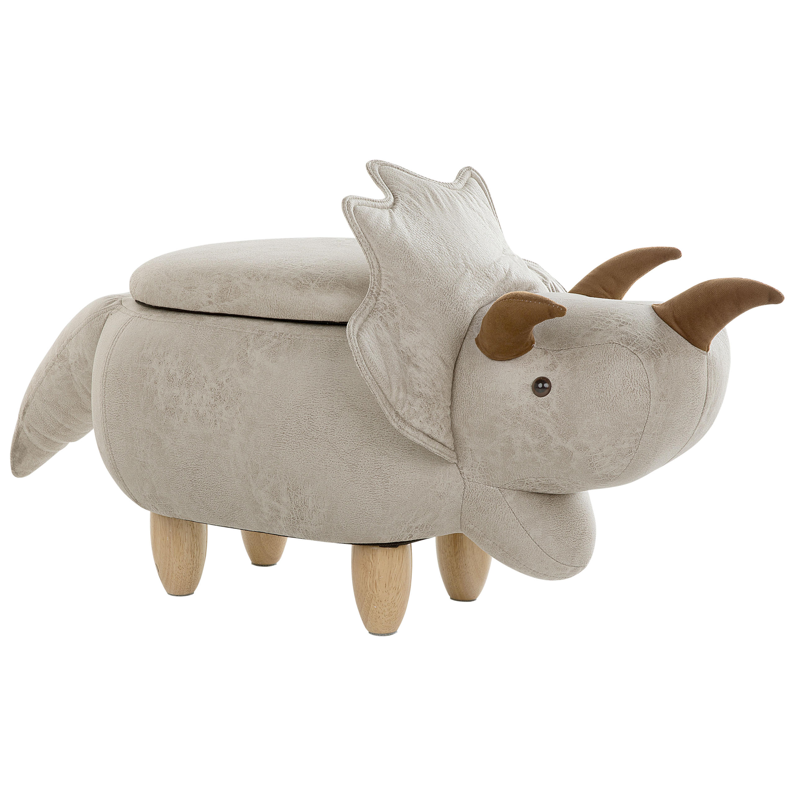 Djurpuff med förvaring TRICERATOPS Dinosaurie Ljusgrå