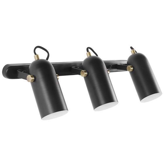 Spotlight med 3 lampor TYRIA Justerbar Metall Svart