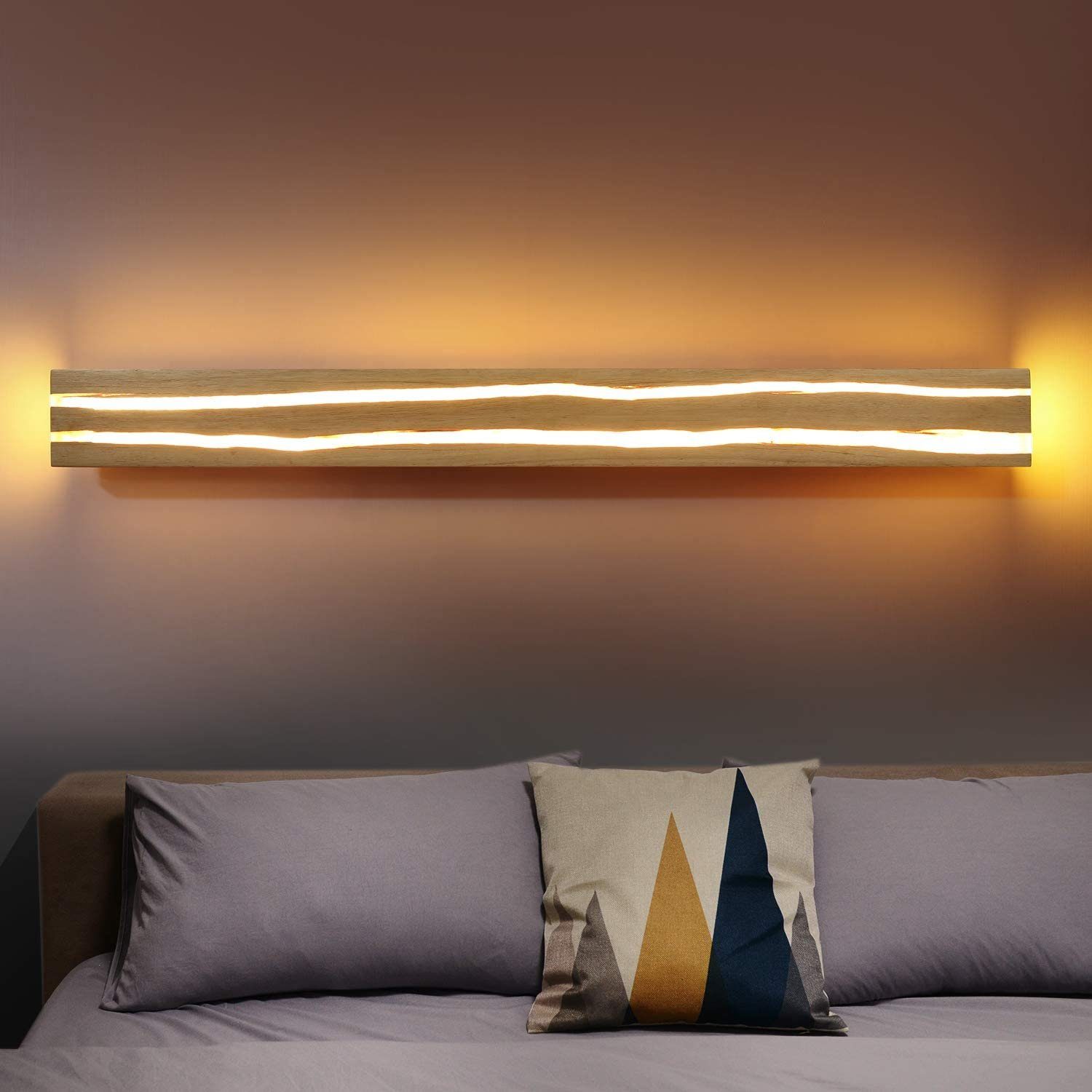NETTLIFE LED-vägglampa, trävägglampa - 16 W, inomhusbelysning för korridor, 100 cm, varmvit, modern trappbelysning