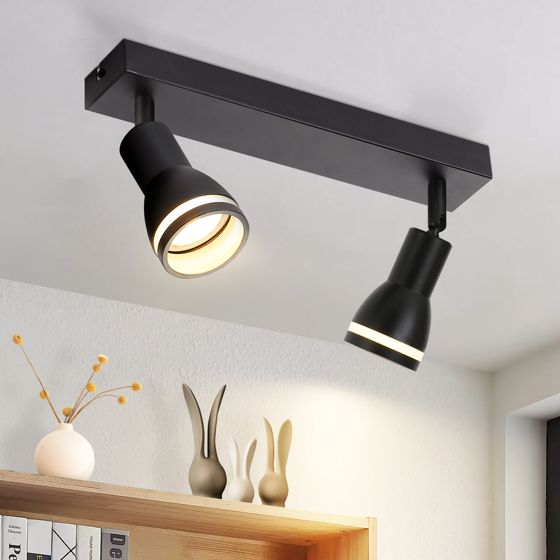 NETTLIFE LED-takspotlight med 2 lampor svart vardagsrumstaklampa justerbar spotlight GU10-spotlight modern lampa