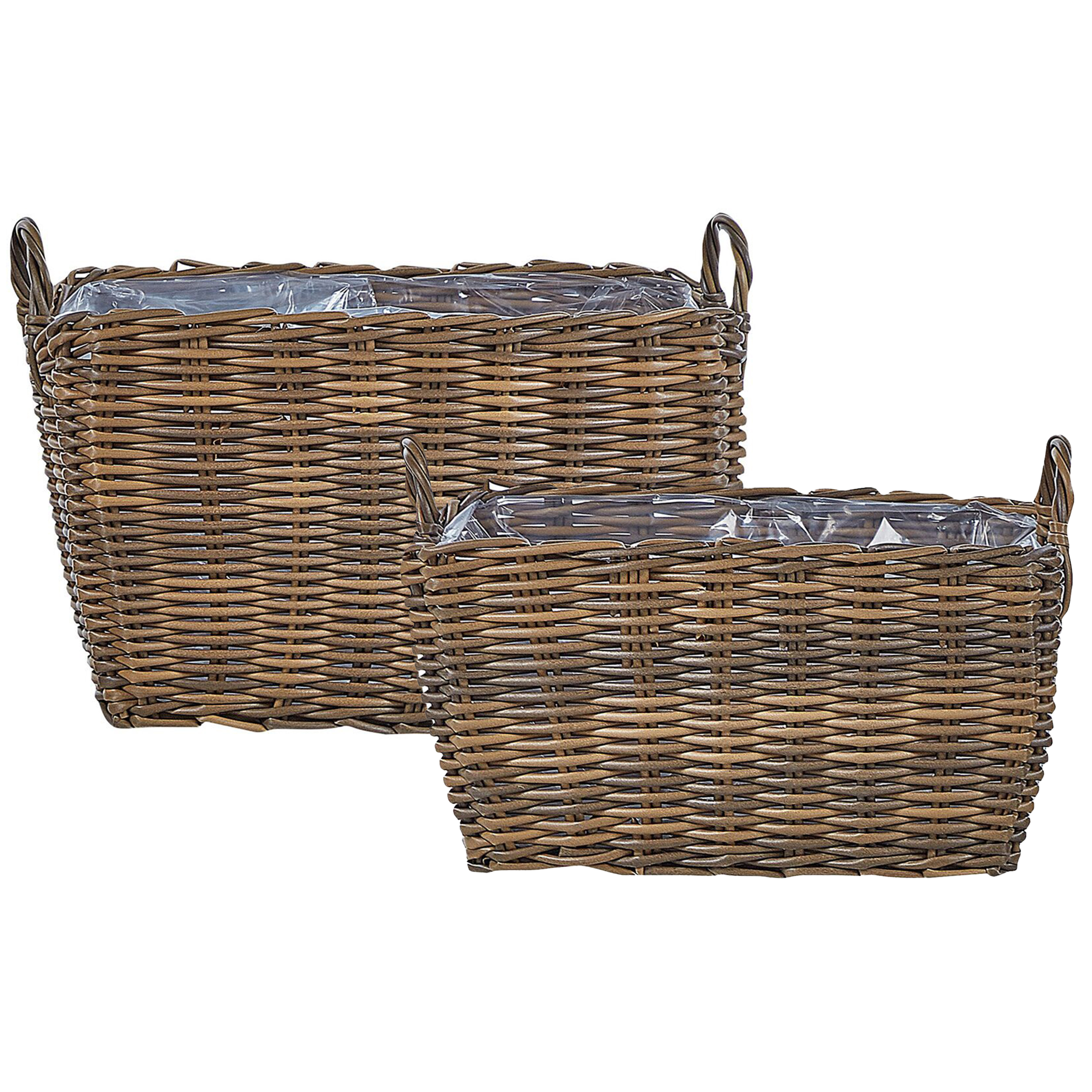 Set med 2 växtkorgar i rotting ORMOS 53/59 cm Konstrotting Brun
