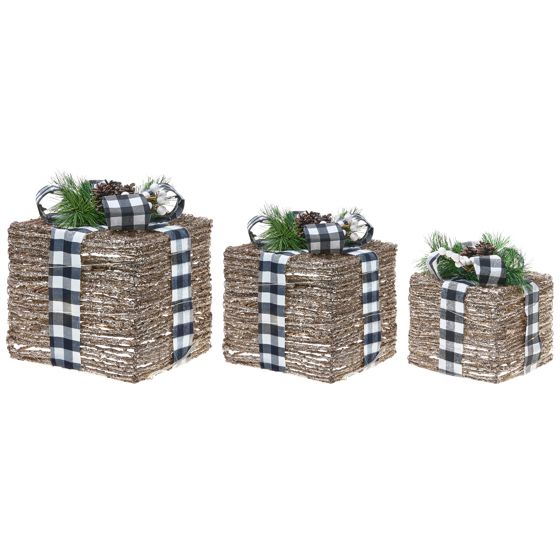 Set med 3 juldekorationer LED ARRESKOV 20/25/30 cm Julklappar Brun