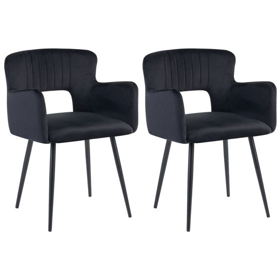 Set med 2 matstolar SANILAC Sammet Svart