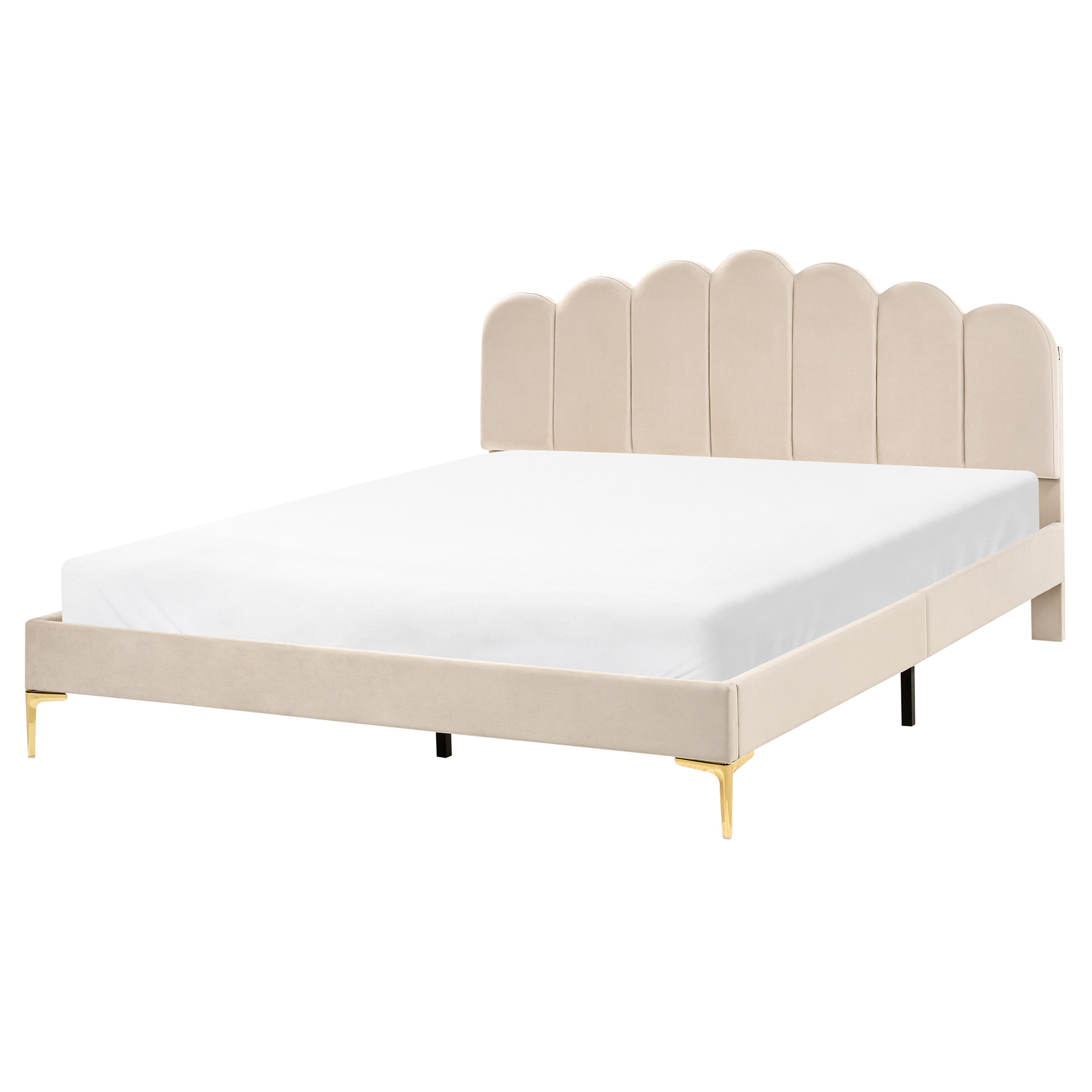 Säng med lamellram Sammet SAUVIAN 160 x 200 cm Beige