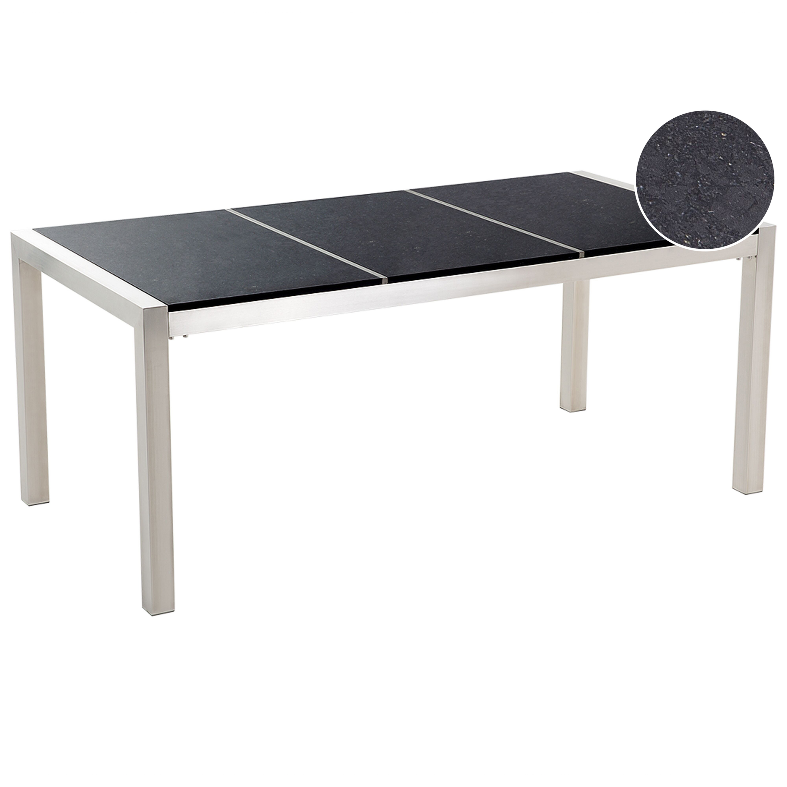 Trädgårdsmatbord GROSSETO 180 cm 90 cm Granit Polerad Svart