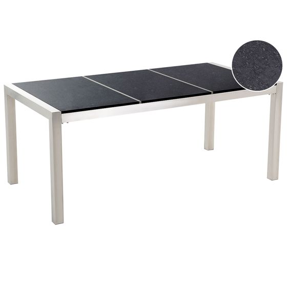 Trädgårdsmatbord GROSSETO 180 cm 90 cm Granit Polerad Svart