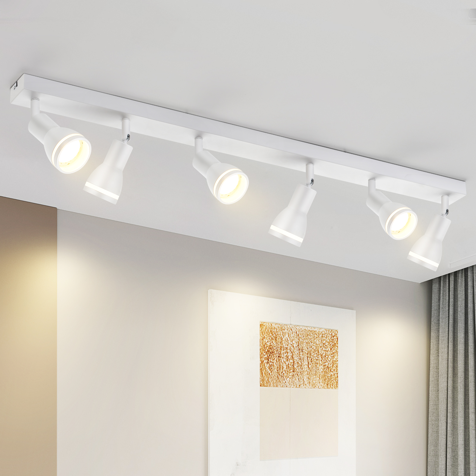 NETTLIFE - taklampa 6 spotlights vita: Metalltaklampa GU10 för inomhusbruk utan glödlampor