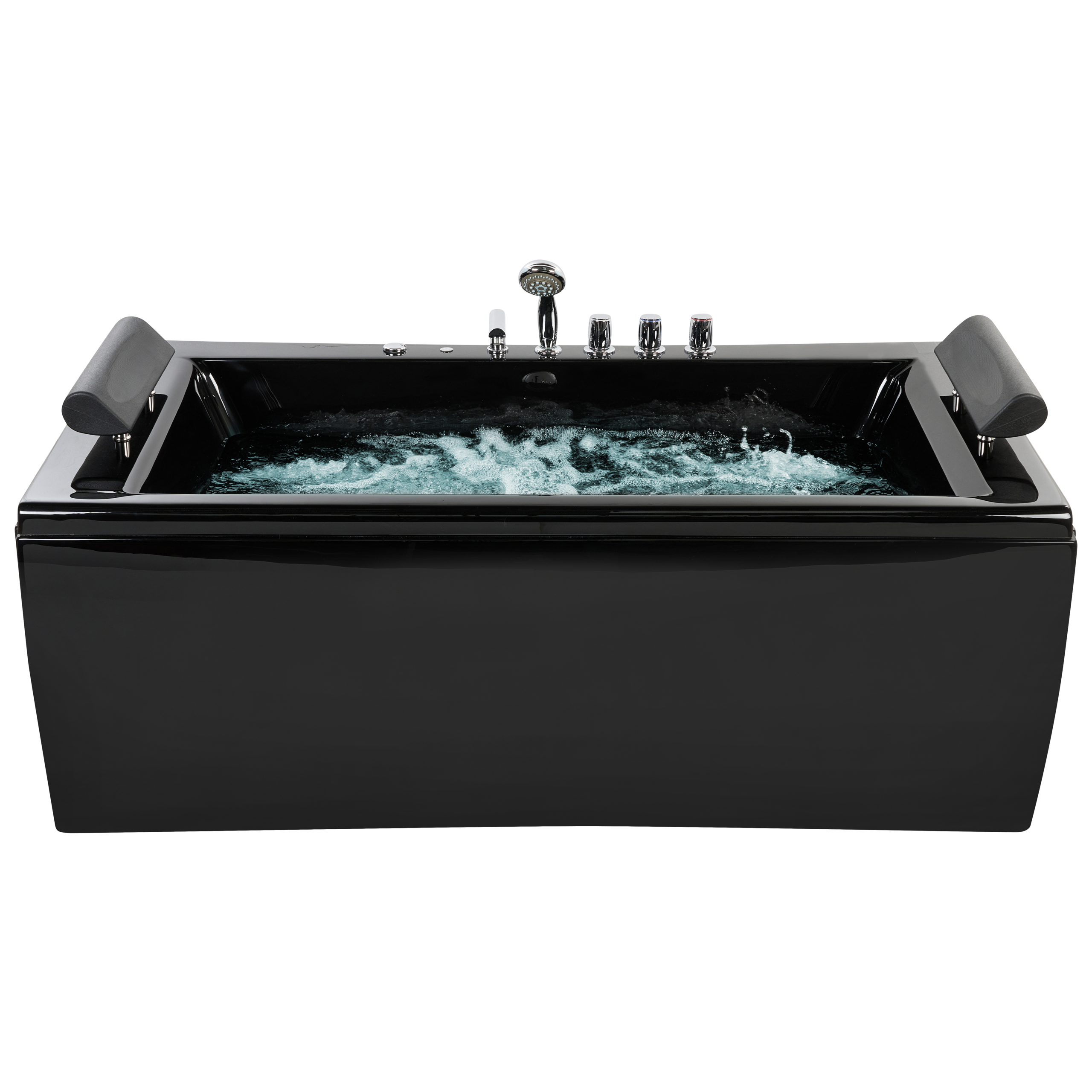 Hörnbubbelbadkar med LED MONTEGO 1720 x 830 mm Svart