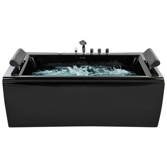 Hörnbubbelbadkar med LED MONTEGO 1720 x 830 mm Svart