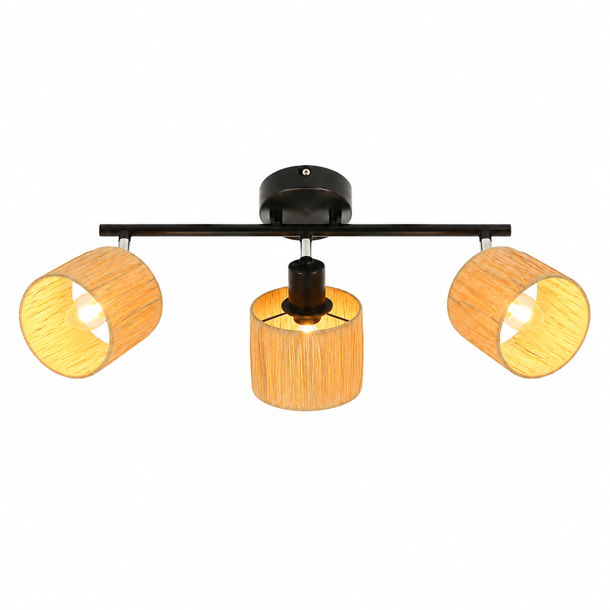 NETTLIFE takspotlight 3 lågor E14 natursvart taklampa papper för vardagsrum
