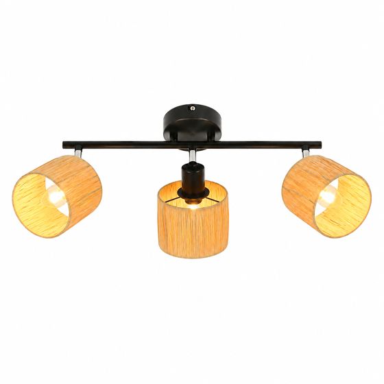 NETTLIFE takspotlight 3 lågor E14 natursvart taklampa papper för vardagsrum