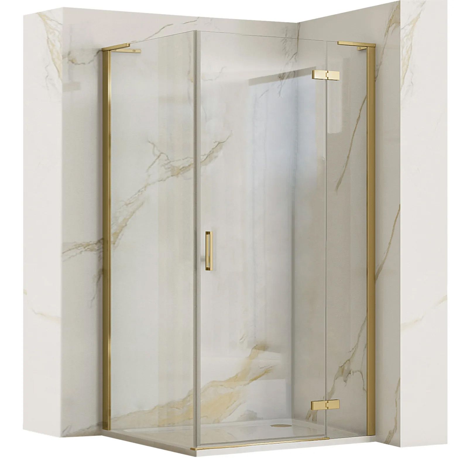 REA Duschkabin HUGO 100x80 Borstat Guld, 100x80x200,5cm
