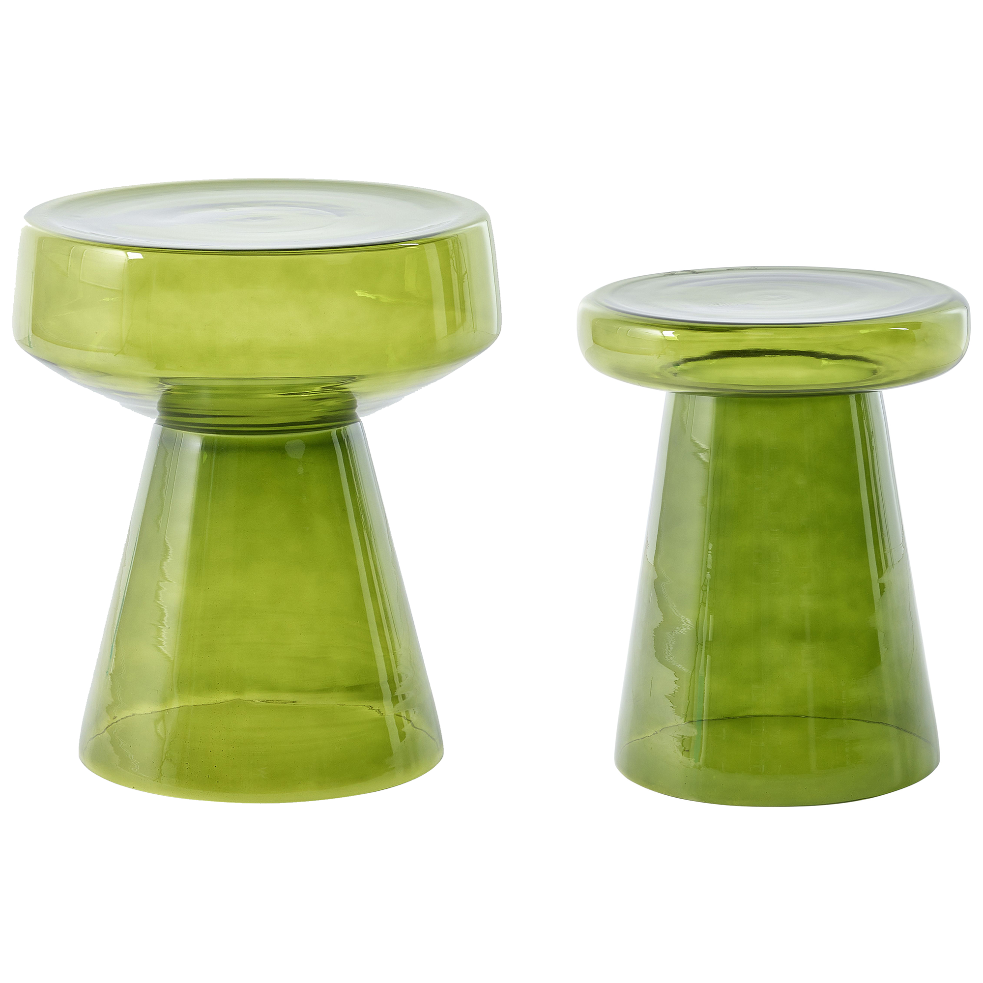 Set med 2 sidobord LAGUNA/CALDERA Glas Grön