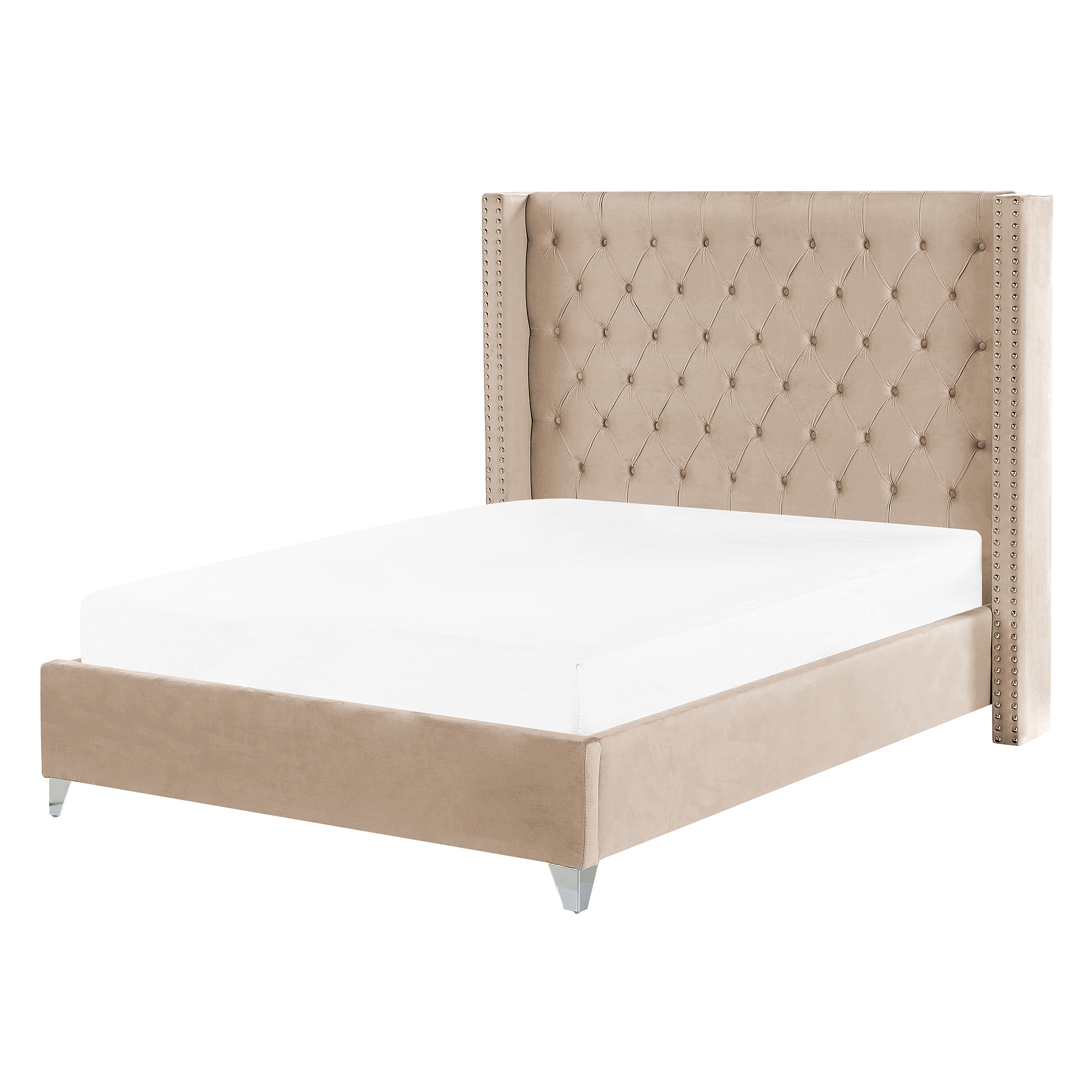 Säng med lamellram Sammet LUBBON 140 x 200 cm Beige