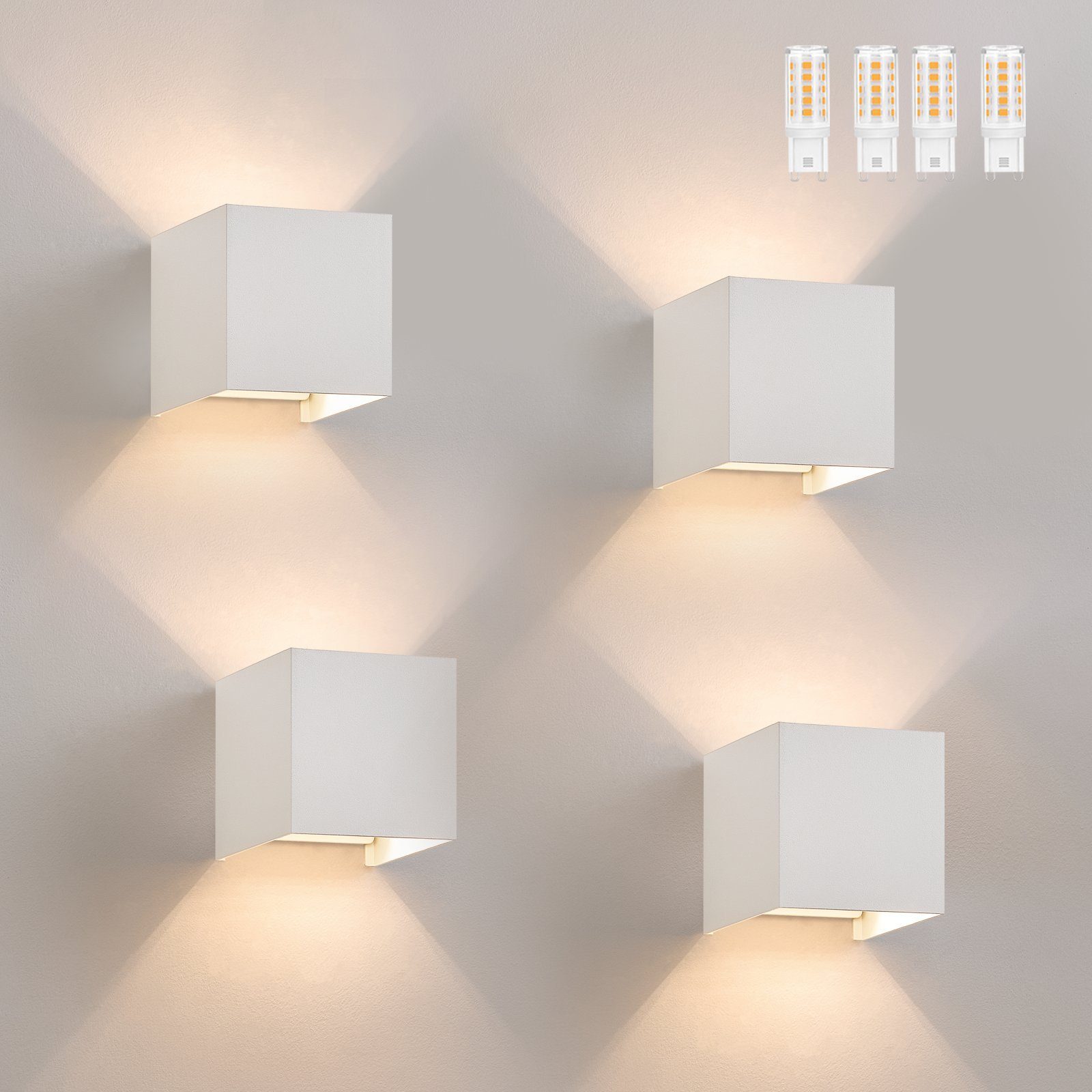 NETTLIFE 4 LED - utomhusvägglampset, varmvit IP65, för hem, sovrum, hall, trappa