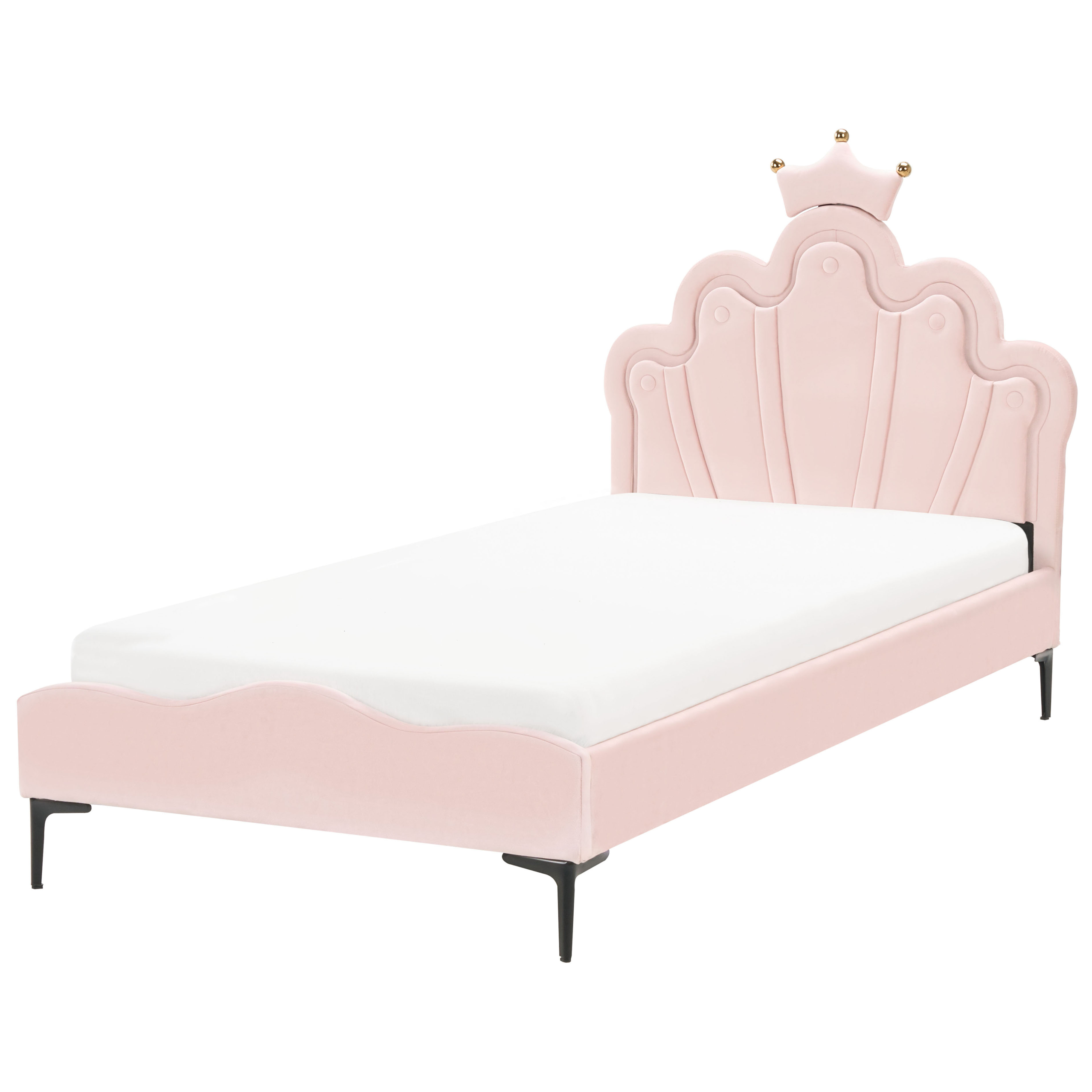 Barnsäng Krona Sammet RUBIAN 90 x 200 cm med LED-lampor Rosa