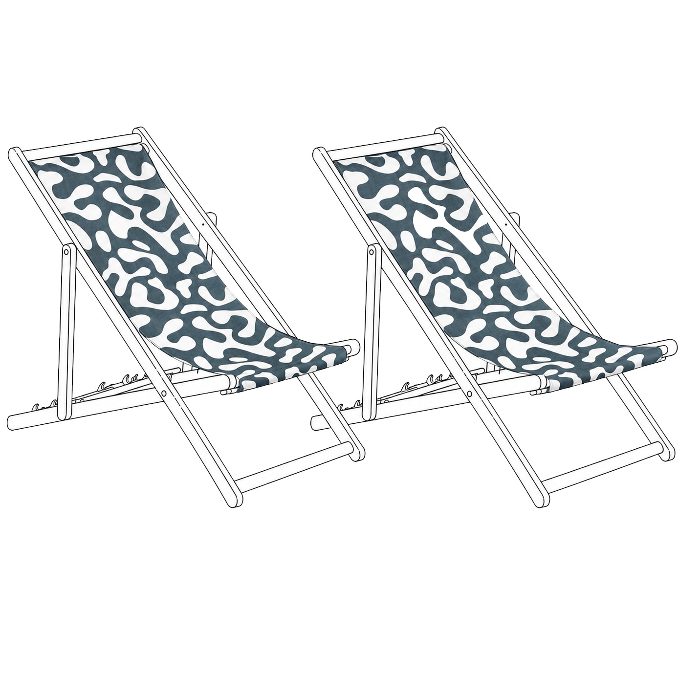 Set med 2 ersättningstyger för solstol ANZIO/AVELLINO 113 x 44 cm Svart