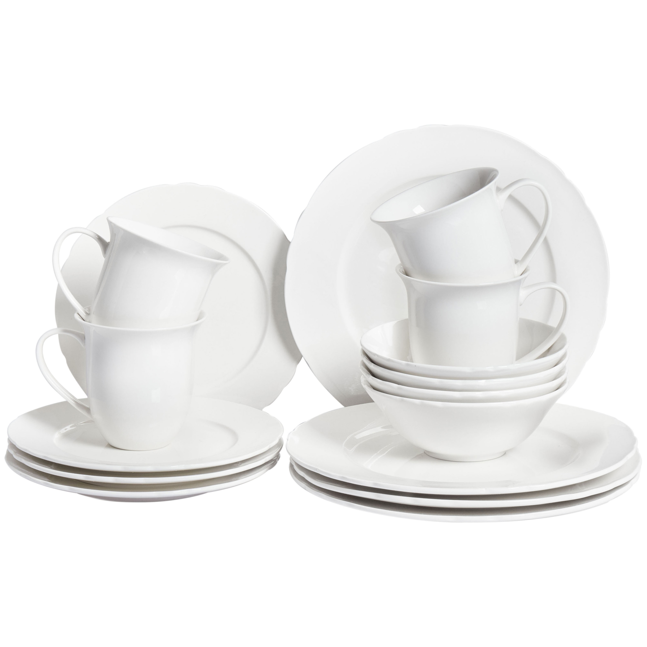 Set med 16 matserviser ELDERBERRY Porslin Vit