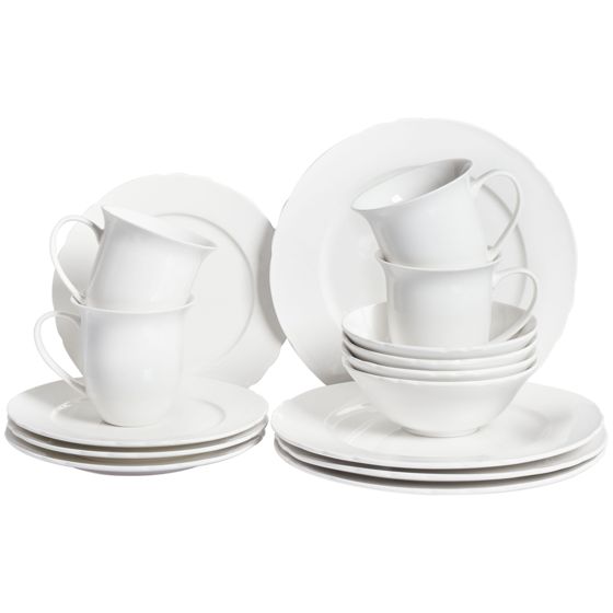 Set med 16 matserviser ELDERBERRY Porslin Vit