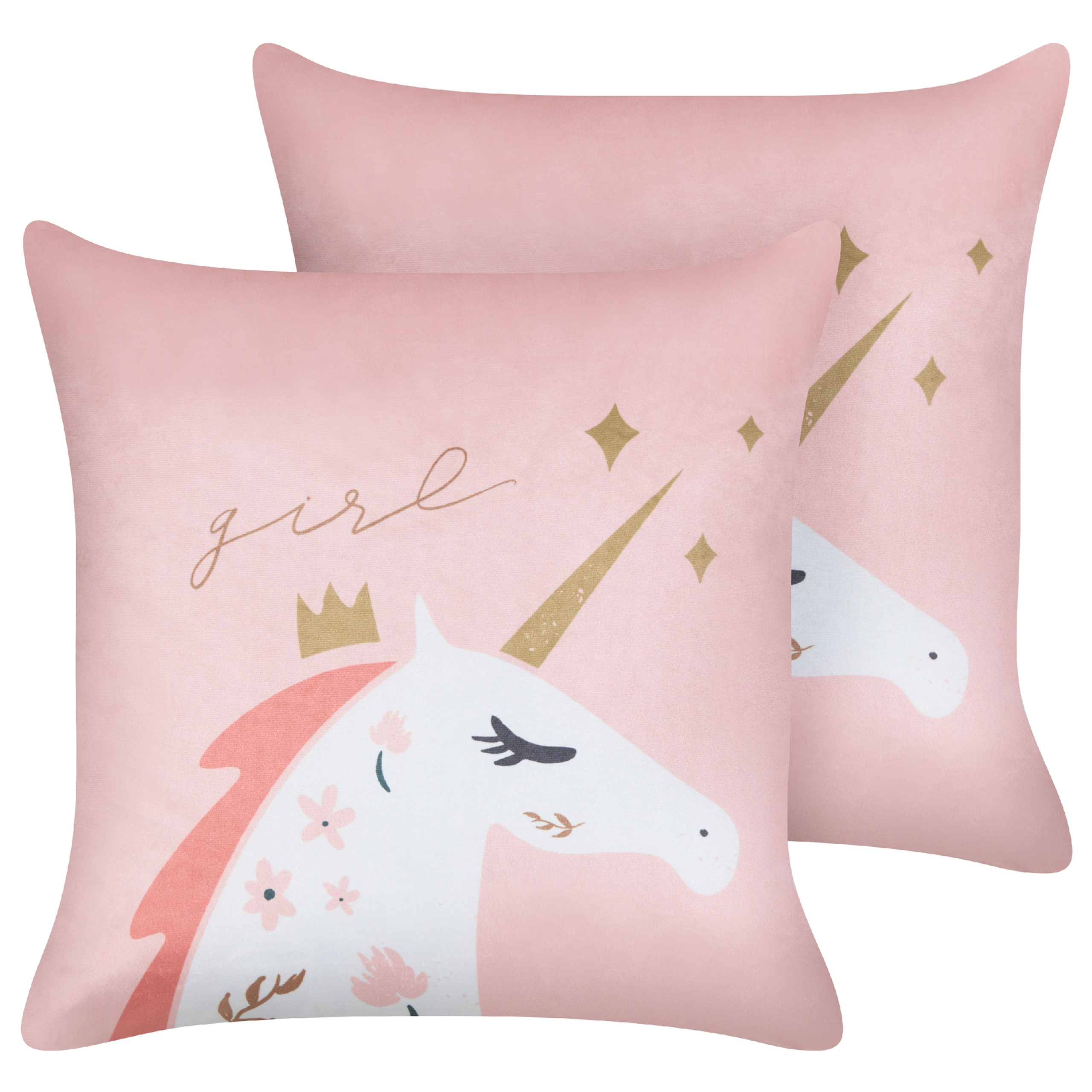 Set med 2 prydnadskuddar UNIOLA 45 x 45 cm Sammet Rosa
