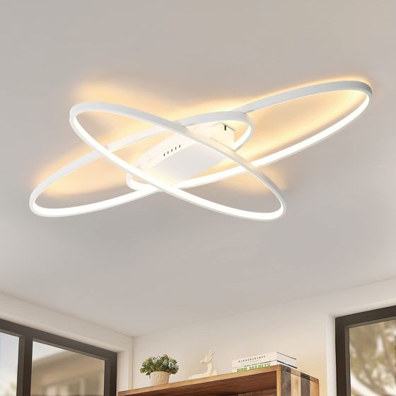 NETTLIFE dimbar, LED-taklampa, modern vit, sovrumslampa med fjärrkontroll, 75W