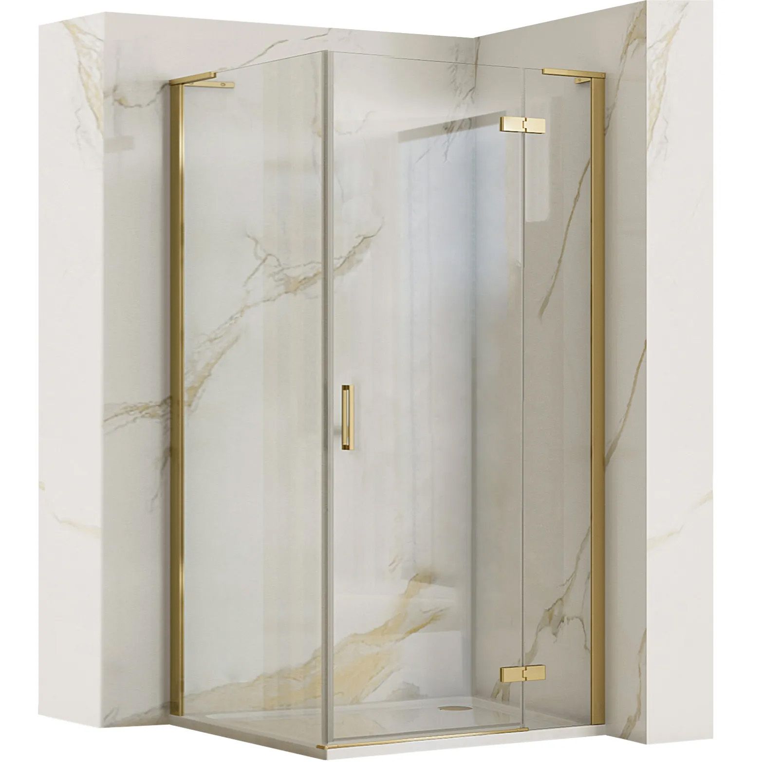 REA Duschkabin HUGO 90x90 Borstat Guld, 90x90x200,5cm